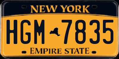 NY license plate HGM7835