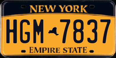 NY license plate HGM7837