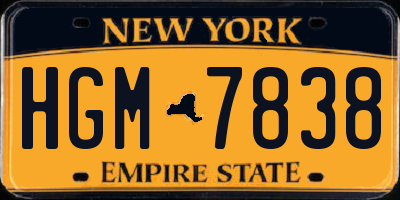 NY license plate HGM7838