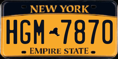 NY license plate HGM7870