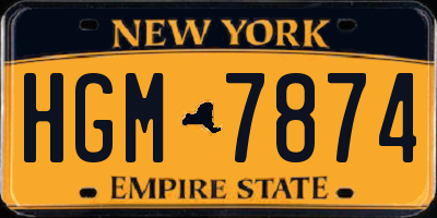 NY license plate HGM7874