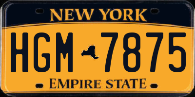 NY license plate HGM7875