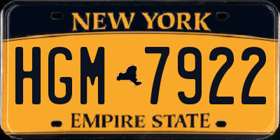 NY license plate HGM7922