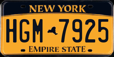 NY license plate HGM7925