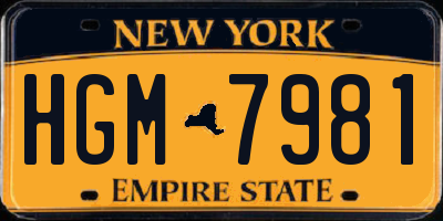 NY license plate HGM7981