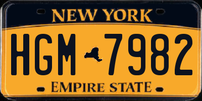 NY license plate HGM7982