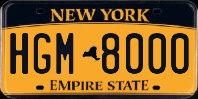 NY license plate HGM8000