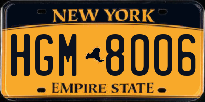 NY license plate HGM8006