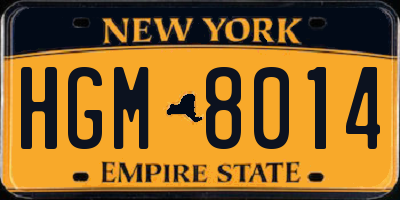 NY license plate HGM8014