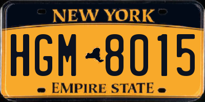 NY license plate HGM8015