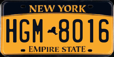 NY license plate HGM8016