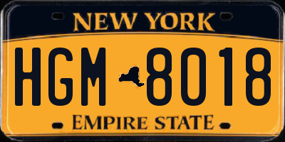 NY license plate HGM8018