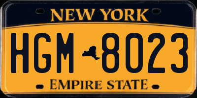 NY license plate HGM8023