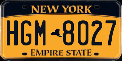 NY license plate HGM8027