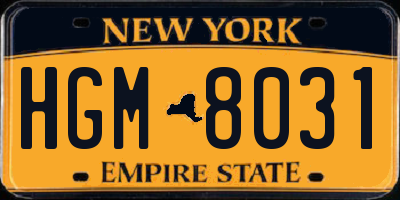 NY license plate HGM8031