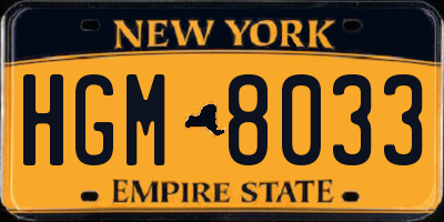 NY license plate HGM8033