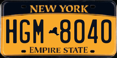 NY license plate HGM8040