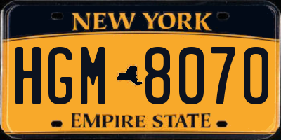 NY license plate HGM8070