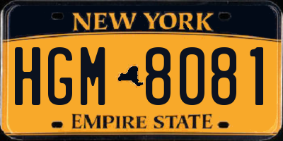 NY license plate HGM8081