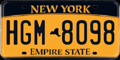 NY license plate HGM8098