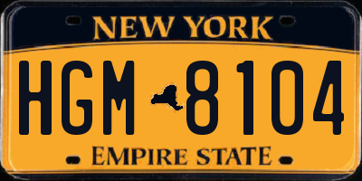 NY license plate HGM8104