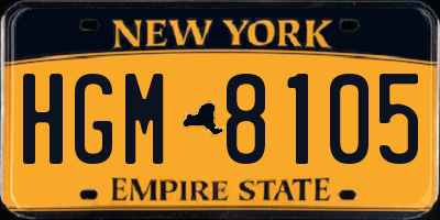 NY license plate HGM8105