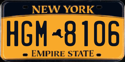 NY license plate HGM8106