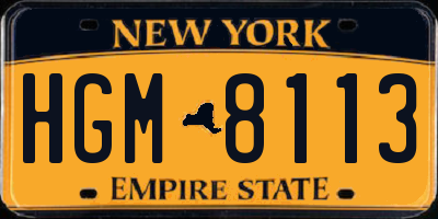 NY license plate HGM8113