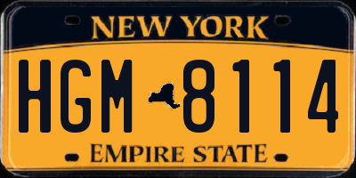 NY license plate HGM8114