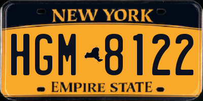 NY license plate HGM8122