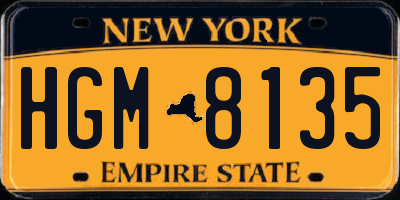 NY license plate HGM8135