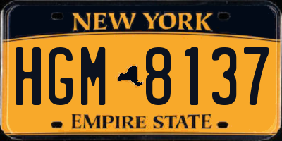 NY license plate HGM8137