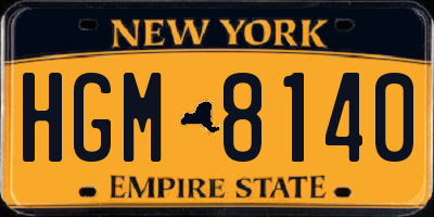 NY license plate HGM8140