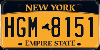 NY license plate HGM8151