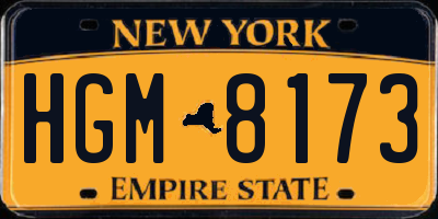 NY license plate HGM8173