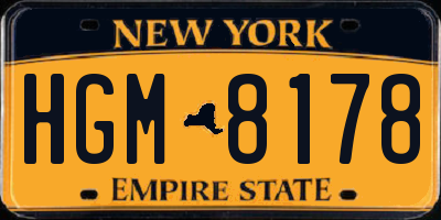 NY license plate HGM8178