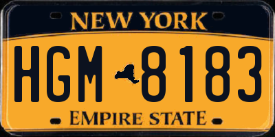NY license plate HGM8183