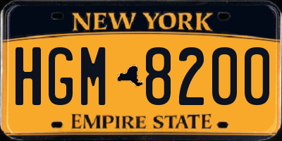 NY license plate HGM8200