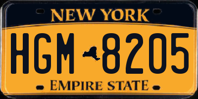 NY license plate HGM8205
