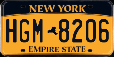 NY license plate HGM8206