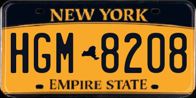 NY license plate HGM8208