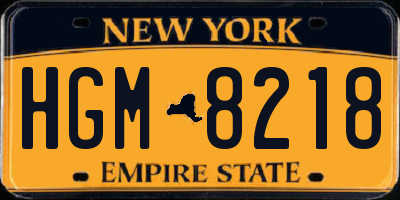 NY license plate HGM8218