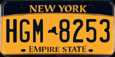 NY license plate HGM8253