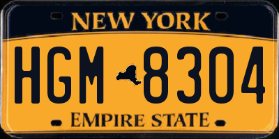 NY license plate HGM8304