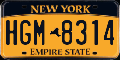 NY license plate HGM8314