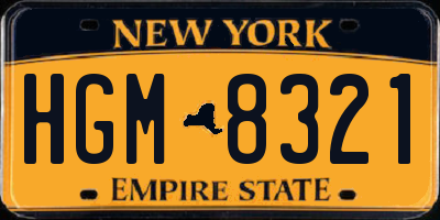 NY license plate HGM8321