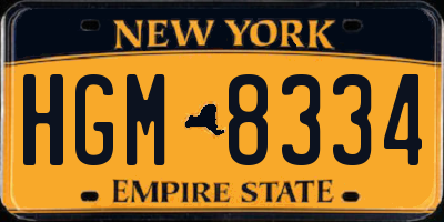 NY license plate HGM8334