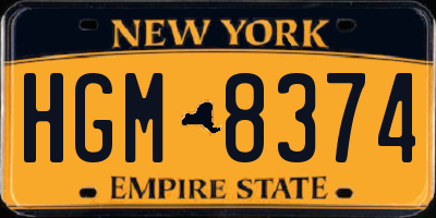 NY license plate HGM8374