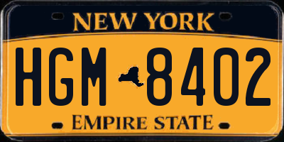 NY license plate HGM8402