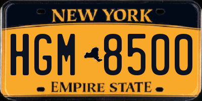 NY license plate HGM8500